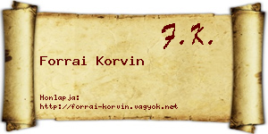Forrai Korvin névjegykártya